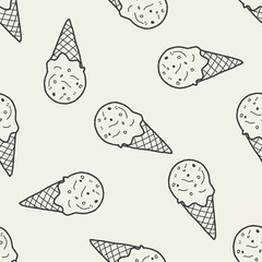 doodle ice cream seamless pattern background