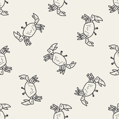 crab doodle seamless pattern background