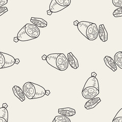 ham doodle seamless pattern background