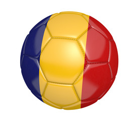 Obraz premium Soccer ball, or football, with the country flag of Romania