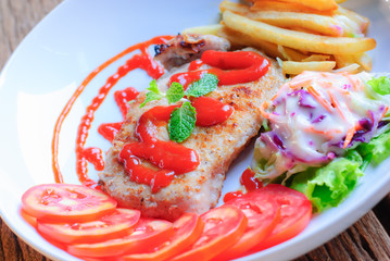 Beautiful pork steak with vegetables