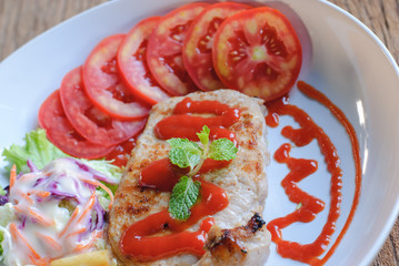 pork steak with vegetables