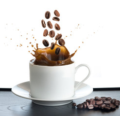splash coffee isolated on white background