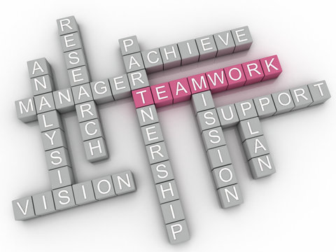 3d image Teamwork  issues concept word cloud background