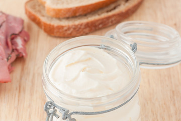 Obraz na płótnie Canvas mayonnaise in glass jar