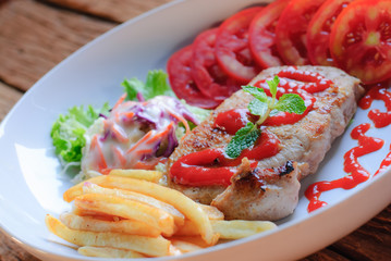 pork steak with vegetables