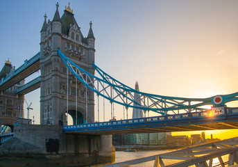 Fototapeta na wymiar LONDON, UK - APRIL15, 2015: Tower bridge in sunset.