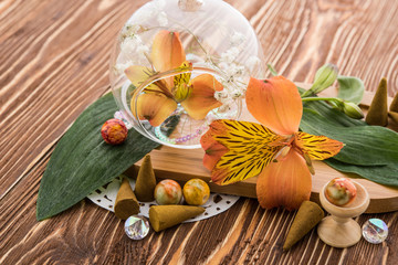spa stuff on wooden background