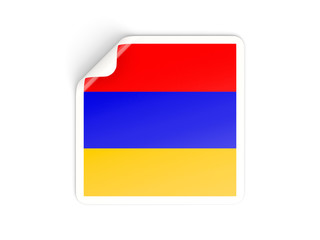 Square sticker with flag of armenia