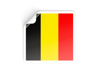 Square sticker with flag of belgium