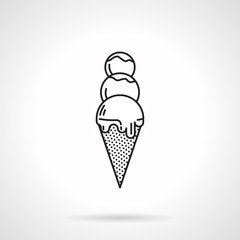 Cone ice cream black line vector icon
