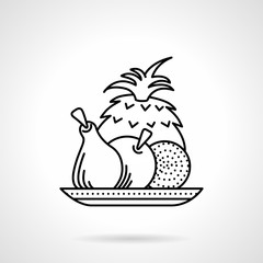 Fruit plate black line vector icon