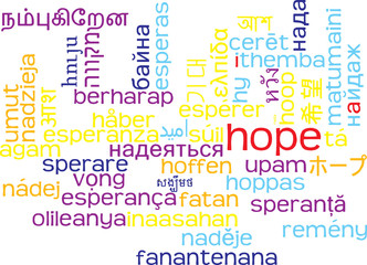 Hope multilanguage wordcloud background concept