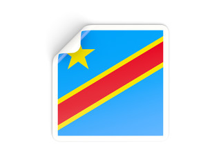 Square sticker with flag of democratic republic of the congo