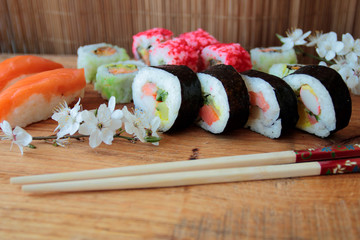 Sushi set with chopsticks