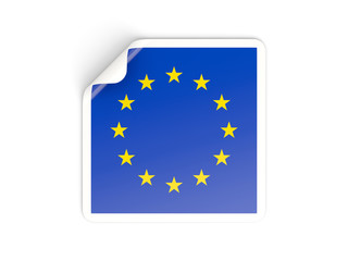 Square sticker with flag of european union