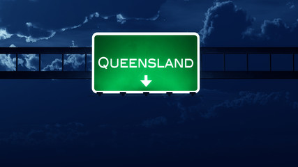 Queensland Australia Highway Road Sign at Night