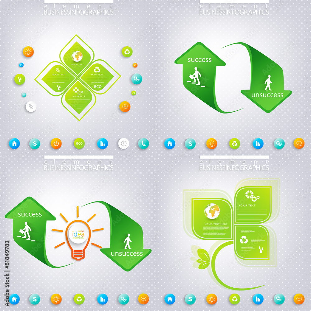 Poster modern green infographic design with place for your text