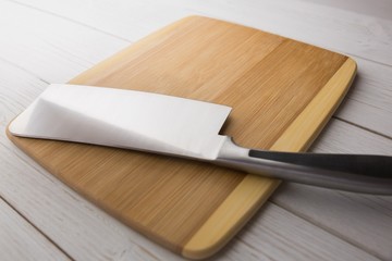 Chopping board with large knife