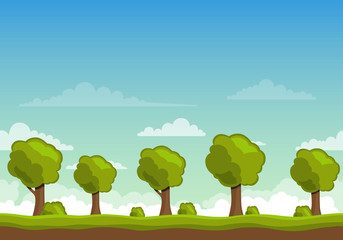 Vector Unending Landscape Background with Trees