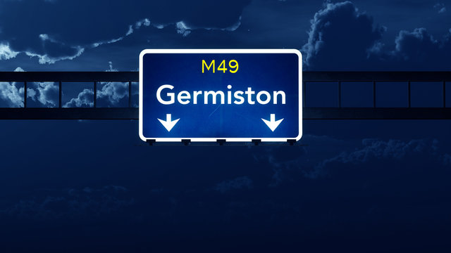 Germiston South Africa Highway Road Sign at Night