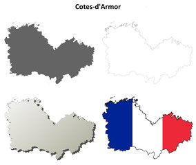 Cotes-d'Armor (Brittany) outline map set