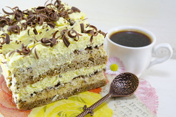 Yellow cream chocolate cake