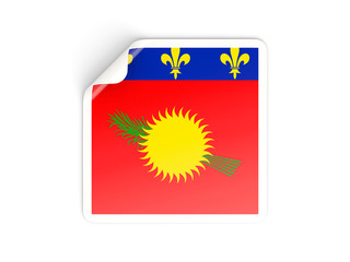 Square sticker with flag of guadeloupe