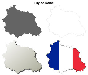 Puy-de-Dome (Auvergne) outline map set