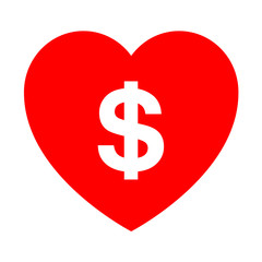 Icono simbolo dolar en corazon