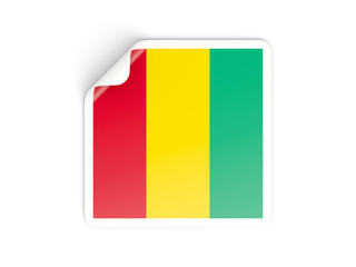 Square sticker with flag of guinea