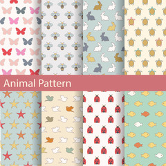 Set of animal seamless patterns. Ideal for baby design.