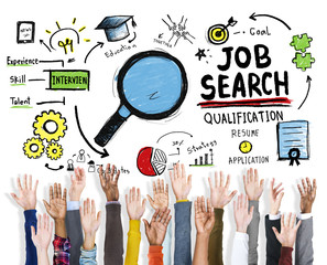 Ethnicity Hands Exploding Job Search Application Concept