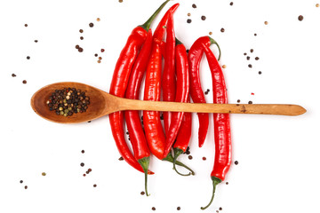 Red chili and dried pepper seeds