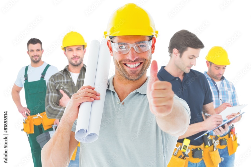 Aufkleber composite image of architect with plan
