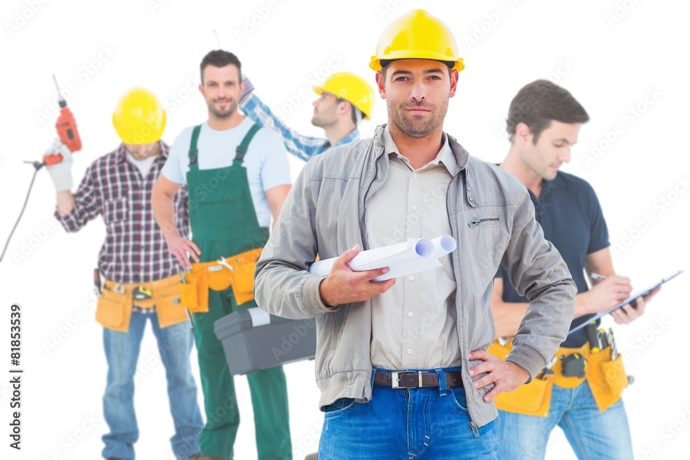 Aufkleber composite image of architect looking at camera