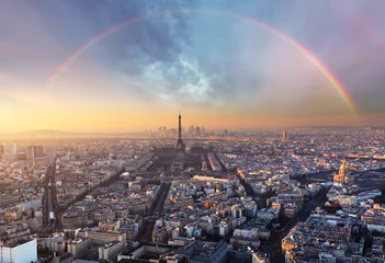 Gordijnen Parijs met regenboog - skyline © TTstudio
