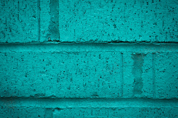 Close up of turquoise brick wall