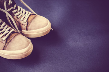 Leather shoes casual style on a colared background
