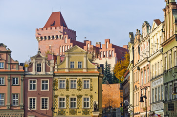 Fototapeta na wymiar Castle and tenement houses in Poznan, Poland