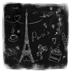 Paris doodles on blackboard