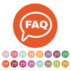 The faq speech bubble icon. Help symbol. Flat