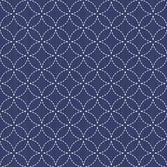 Traditional Japanese Embroidery Ornament with circles. Vector se