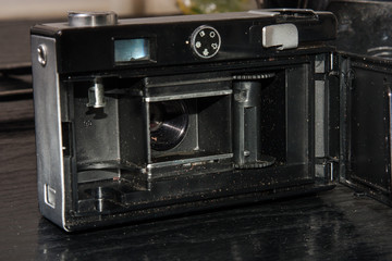 Inside old fashioned soviet union photo camera