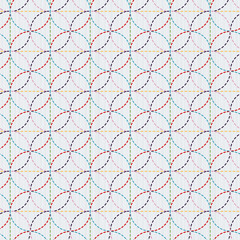 Colorful circles. Japanese Embroidery. Seamless pattern.