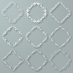 Set of white vector frames