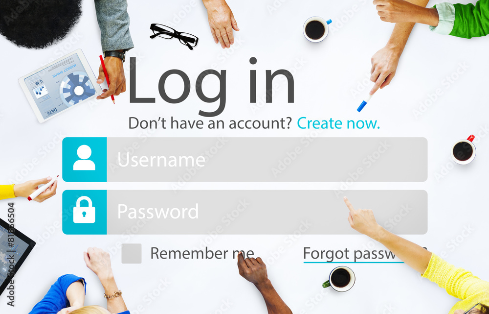 Sticker Casual People Account LogIn Security Protection Concept