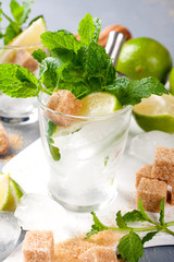 Ingredients for making mojitos.