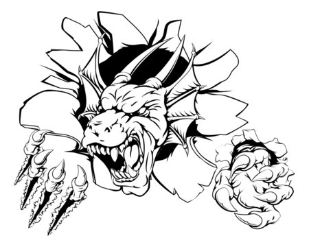 recommend clip art: Angry dragon sports mascot