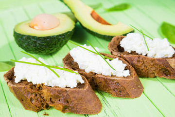 Sandwich with cream cheese and herbs